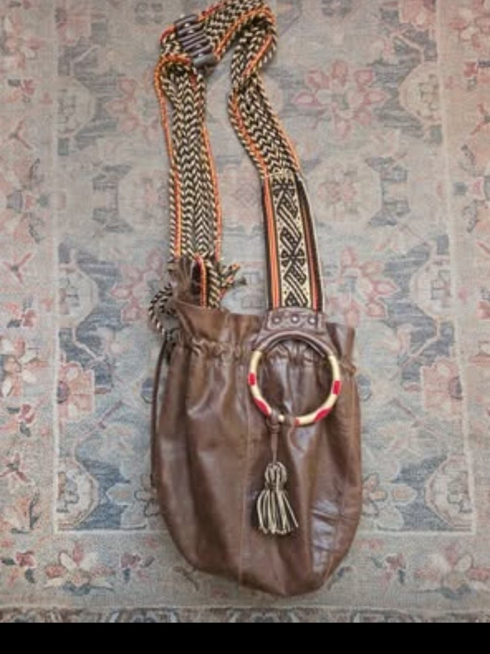 LIMON PIEL Bohemian Brown Leather Crossbody Bag.